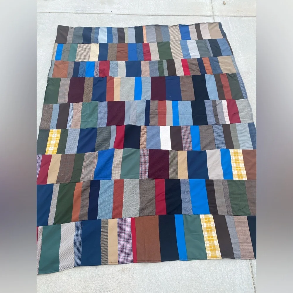 Vintage Men’s Suits Colorful Patchwork Quilt Blanket 65”/88” approx